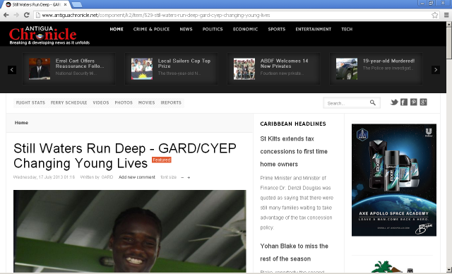Changing Young Lives in Antigua Chronicle